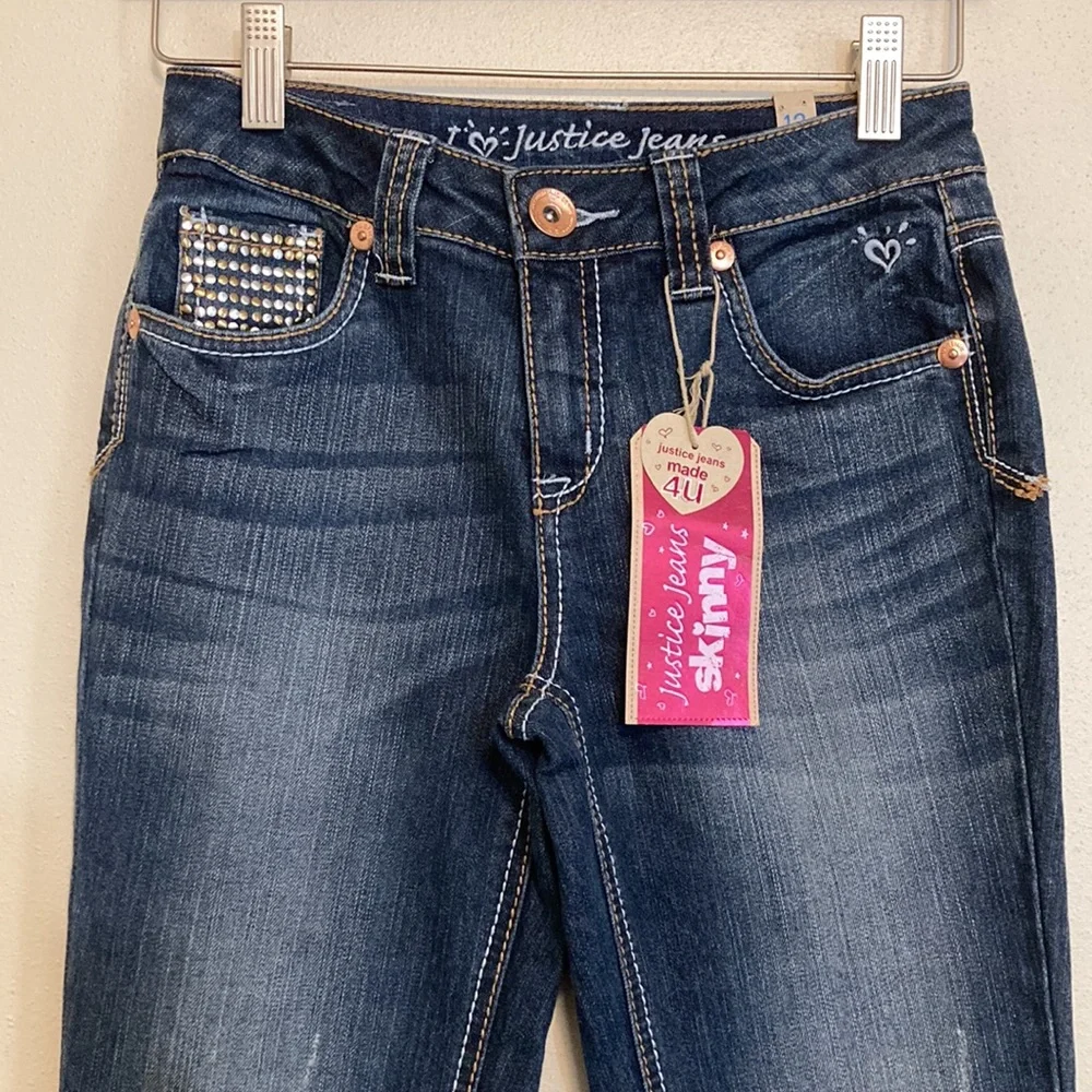 NWT girls size 12 12R Simply Low Skinny boyfriend blue jeans cuffed